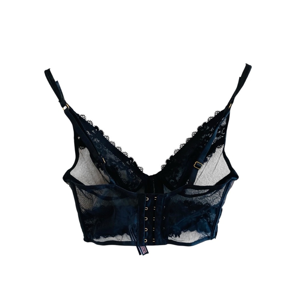 VS Luxe sexy liquid satin mesh lace velvet black bralette - Picture 3 of 7